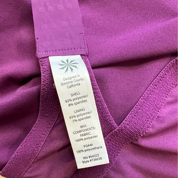 Athleta Purple Shirred V-Neck Support Tank With Built-in Bra Size 34C - Picture 4 of 8